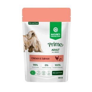 Nature's Protection Prime Skin and Coat Adult Dogs Chicken and Salmon Влажный корм с курицей и лососем для ухода за кожей и шерстью собак, 85 г