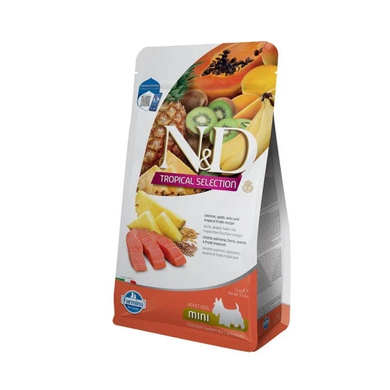 Farmina N&D Tropical Selection Salmon Adult Mini Фармина Сухой низкозерновой корм с лососем и тропическими фруктами для взрослых собак мелких пород, 1,5 кг