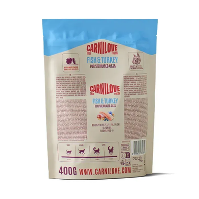 Carnilove True Fresh Fish & Turkey Sterilised Сухий корм з рибою та індичкою для стерилізованих котів, 400 г