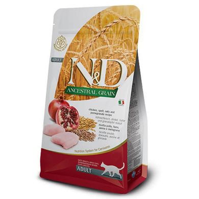 Farmina N&D Low Grain Cat Chicken & Pomegranate Adult - Низкозерновой сухой корм для взрослых кошек с курицей и гранатом, 300 г