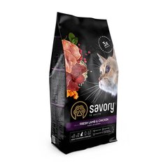 Savory Adult Cat Sterilized Fresh Lamb & Chicken - Сухий холистик корм з ягнятком та куркою для кастрованих котів та стерилізованих кішок, 8 кг