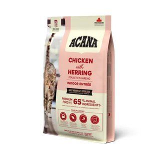 Acana Indoor Entree Сухий корм з куркою та оселедцем для котів, 4,5 кг