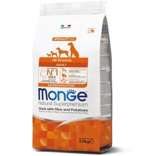 Monge All breeds Adult DUCK, RICE & POTATOES - Корм з качкою, рисом та картоплею для дорослих собак усіх порід, 15 кг