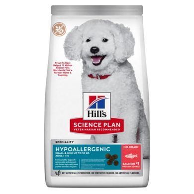 Hill&rsquo;s  Science Plan Adult Hypoallergenic Small&Mini Сухий беззерновий корм з лососем при чутливісті до певних компонентів їжі для дорослих собак малих і мініатюрних порід, 6 кг