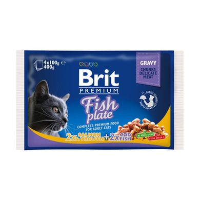 Brit Cat Pouches Fish Plate - Набор из 2х рыбных видов консерв для взрослых кошек