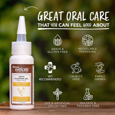 TropiClean Enticers Teeth Cleaning Gel For Cats Honey Chicken Chicken Flavor Тропіклін Гель курка і мед для чищення зубів у котів, 59 мл