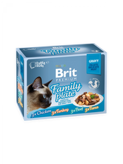 Brit Premium Cat Pouch Family Plate Gravy - Набір із 12ти консерв у соусі для дорослих кішок