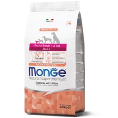 Monge Extra small Adult SALMONE AND RICE - Корм с лососем и рисом для взрослых собак миниатюрных пород, 2,5 кг