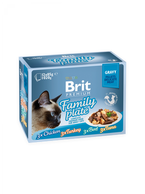 Brit Premium Cat Pouch Family Plate Gravy - Набір із 12ти консерв у соусі для дорослих кішок