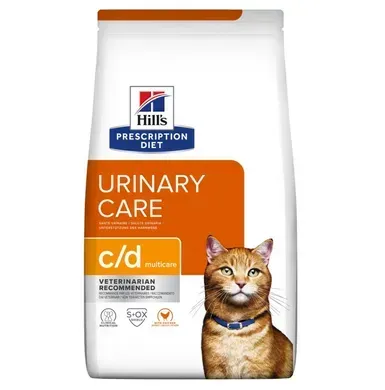 Hill's PD Feline C/D Multicare Лечебный сухой корм с курицей для предотвращения образования струвитов и оксалатов для кошек, 8 кг