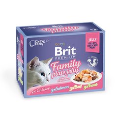 Brit Premium Cat Pouch Family Plate Jelly - Набір з 12ти консерв у желе для дорослих кішок