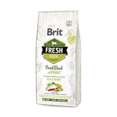 Brit Fresh Duck with Millet Adult Run & Work - Сухий корм зі свіжою качкою та пшоном для дорослих собак з підвищеною активністю, 2,5 кг