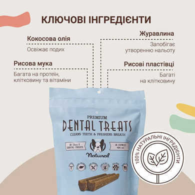 Natural Dog Company Dental Treats Ласощі для чистки зубів, пачка 18од