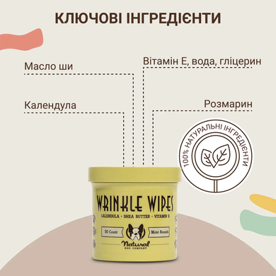 Natural Dog Company Wrinkle Wipes Серветки для складочок, 50 од