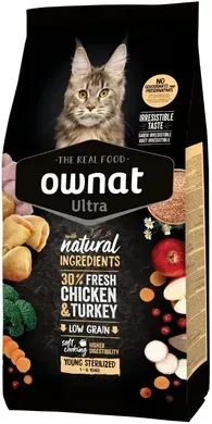 Ownat Ultra Cat Sterilised Сухой корм с курицей и индейкой для стерилизованных кошек, 400 г