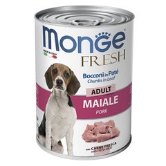 Monge Dog Fresh Adult – м'ясний рулет зі шматочками свинини для собак, 400 г