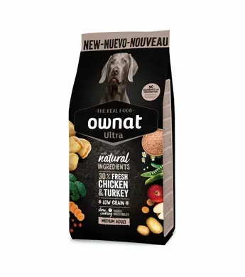Ownat Ultra Dog Medium Сухой корм с курицей и индейкой для собак средних пород, 400 г