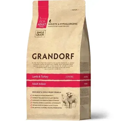 Grandorf Lamb & Turkey Adult Indoor Сухий корм з ягням та індичкою для дорослих котів, 400 г