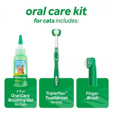Tropiclean Fresh Breath Oral Care Kit for Cat Тропіклін Набір Свіже Дихання для кішок, гель 59 мл + 2 зубні щітки