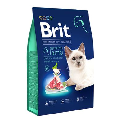 Brit Premium by Nature Cat Sensitive Lamb - Сухий гіпоалергенний корм з ягнятком для дорослих кішок з чутливим травленням, 300 г