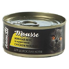 AnimAll Chicken Mousse Вологий корм для котів, ніжний мус з куркою, 80 г