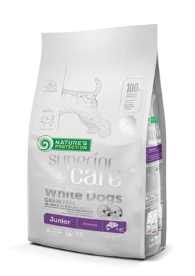 Nature's Protection Superior Care White Dogs Grain Free Junior All Breeds Сухий беззерновий корм для цуценят всіх порід з білим забарвленням шерсті , 1.5 кг