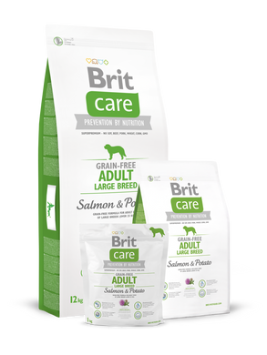 Brit Care Adult Large Breed Salmon & Potato - сухий беззерновий корм з лососем і картоплею для дорослих собак великих порід, 1 кг