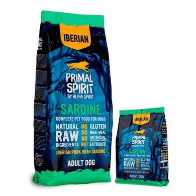 Primal Spirit Iberian Sardine Полнорационный сухой корм с иберийской свининой и сардиной для взрослых собак, 12 кг