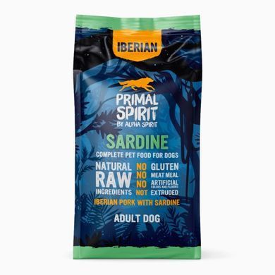 Primal Spirit Iberian Sardine Полнорационный сухой корм с иберийской свининой и сардиной для взрослых собак, 12 кг