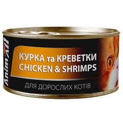 AnimAll Chicken & Shrimps Вологий корм для котів з куркою та креветками, 85 г