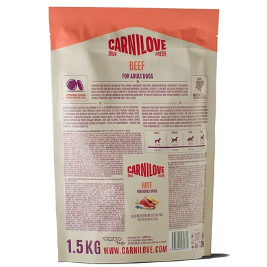 Carnilove True Fresh Beef Сухий корм з яловичиною для cобак, 1,5 кг