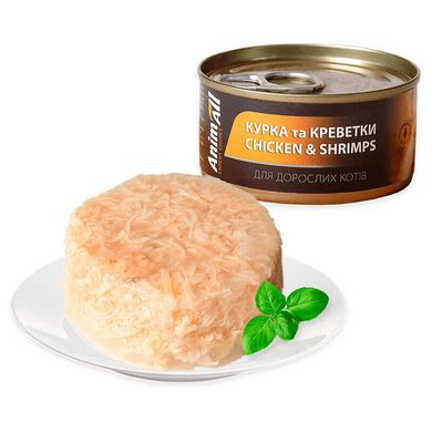 AnimAll Chicken & Shrimps Влажный корм для кошек с курицей и креветками, 85 г