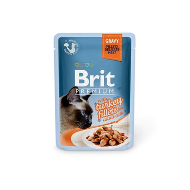 Brit Premium Cat Pouch with Turkey Fillets in Gravy - Консерва с кусочками филе индейки в соусе для взрослых кошек, 85 г