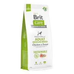 Brit Care Dog Sustainable Adult Medium Breed - Сухий корм з куркою та комахами для дорослих собак середніх порід, 12 кг