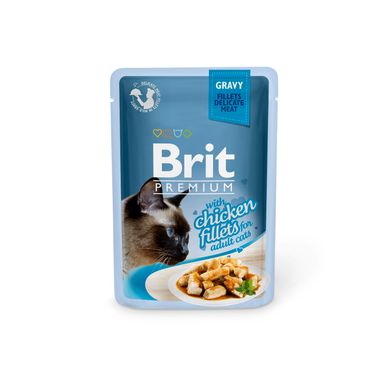 Brit Premium Cat Pouch with Chicken Fillets in Gravy - Консерва зі шматочками курячого філе в соусі для дорослих кішок, 85 г