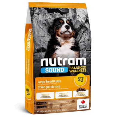 Nutram S3 Sound BW Холістик для цуценят великих порід з куркою та вівсянкою, 11,4кг