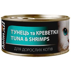 AnimAll Tuna & Shrimps Влажный корм для кошек с тунцем и креветками, 85 г