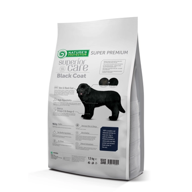 Nature's Protection Superior Care Dark Coat Dogs Grain Free for Adult All Breeds Сухой корм с мясом птицы для взрослых собак всех пород с черной окраской шерсти, 1,5 кг