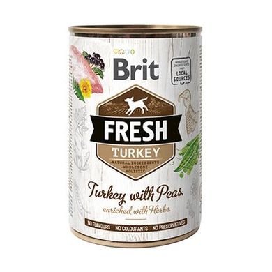 Brit Fresh Turkey with Peas - Консервы с кусочками свежей индейки и горошком, 400 г