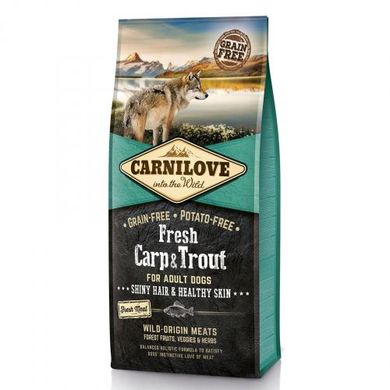 Carnilove Fresh Carp & Trout for Dogs Сухой корм без зерновых и картофеля со свежим мясом карпа и форели для взрослых собак всех пород