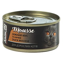 AnimAll Duck Mousse Вологий корм для котів, ніжний мус з качкою 80 г