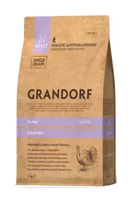 Grandorf Turkey Adult Сухий корм з індичкою для дорослих собак дрібних порід від 1 року, 1 кг