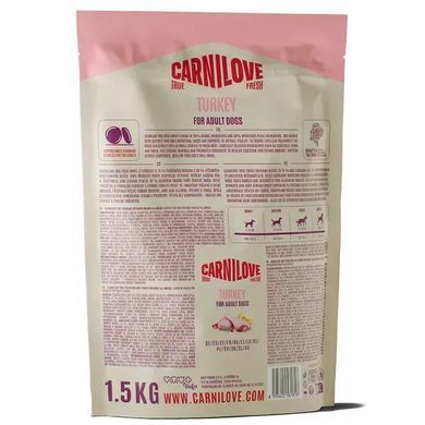 Carnilove True Fresh Turkey Сухий корм з індичкою для cобак, 1,5 кг