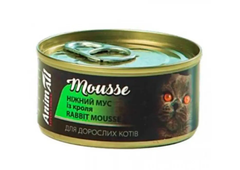 AnimAll Rabbit Mousse Влажный корм для кошек, нежный мусс из кролика, 80 г