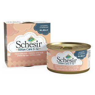 Schesir Kitten Care Chicken with Aloe Шезір Вологий корм курка з алое в желе для кошенят, 85 г