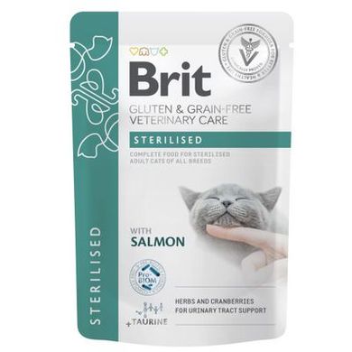 Brit Grain-Free VetDiets Sterilised with Salmon - Дієтичний повнораційний вологий корм з лососем для кастрованих дорослих котів