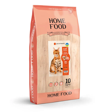 Home Food Cat Adult For Active Cats - Сухой корм с курочкой и креветкой для взрослых кошек, 10 кг