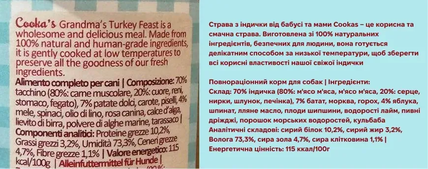 Cooka's Cookies Grandma&rsquo;s Beef Stew Натуральный влажный корм Индейка на пару для собак, 400 г