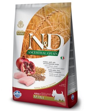 Farmina N&D Low Grain Dog Chicken & Pomegranate Adult Mini - Низькозерновий сухий корм для собак дрібних порід з куркою та гранатом, 800 г