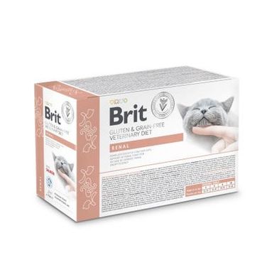 Brit Grain-Free VetDiets Renal with Salmon - Полнорационный влажный корм с лососем для поддержки функции почек кошек